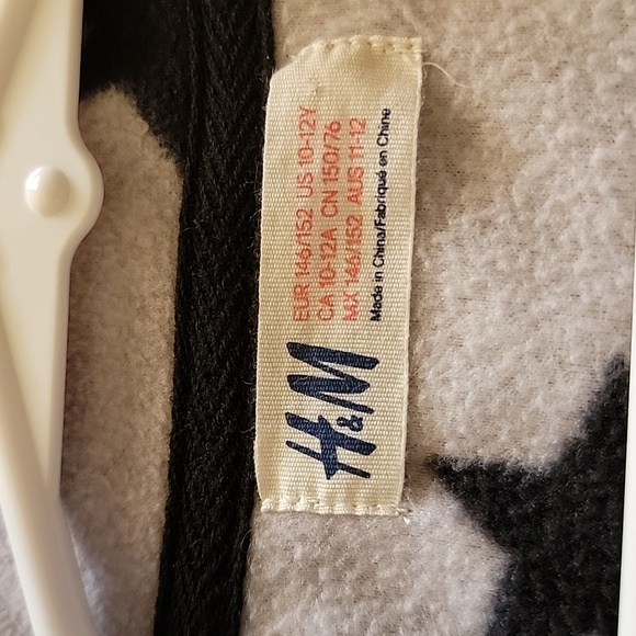 H&M Girl's Patterned Fleece Jacket light gray with navy blue stars size 10-12Y - Picture 3 of 9